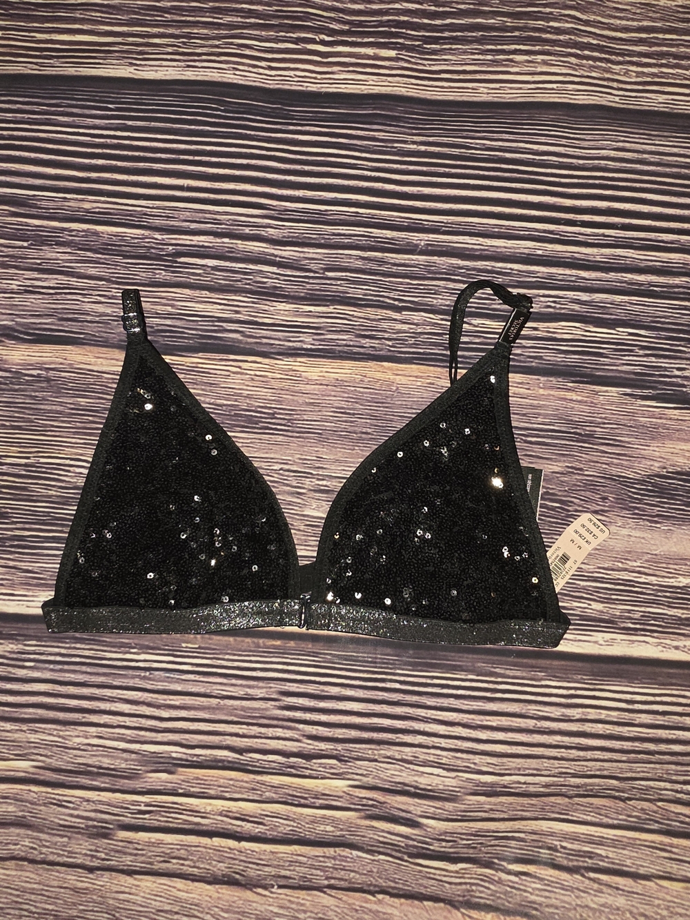 Victoria's Secret Black Sequin Triangle Bralette
